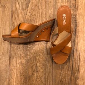 Michael Kors wedge sandals, light brown size 8